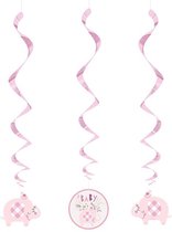 Swirlslingers - babyshower - geboorte - olifantje - roze - Hangdeco - rotorspiralen