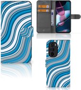 Book Case Motorola Edge 30 Pro Hoesje Waves Blue