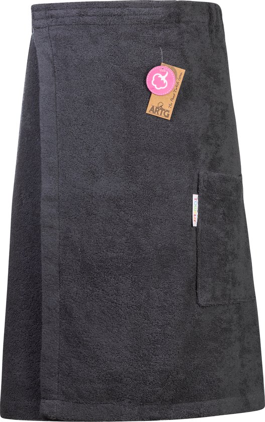 ARTG® Towelzz - Sauna Kilt - Heren - met klittenband - Donker Grijs - Graphite - (tot 150 cm heupomvang)
