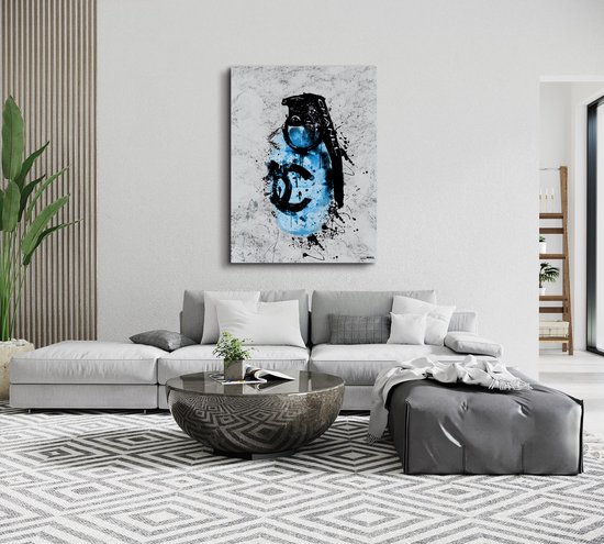 Luxe Canvas Schilderij Fashion Grenade Blue | 100x150 | Woonkamer | Slaapkamer | Kantoor | Muziek | Design | Art | Modern | ** 2CM DIK! **