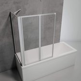 Paroi de baignoire en 2 parties Schulte 87 x 121 cm, avec paroi latérale, D133270 01 50, SMART, INCLUANT LES ADHÉSIFS SANS FORETS, paroi latérale pour une baignoire de 70 cm, verre transparent avec profil en aluminium