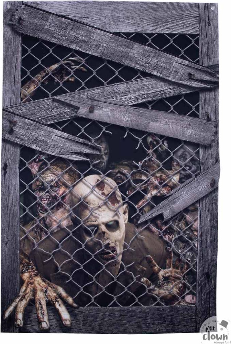 Halloween Raamdecoratie Creepy Zombie 120x80cm