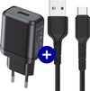 Snellader met USB-C Oplader voor Samsung S21/S20/S10/A51/A53/S22/A13/A50/S9/A52 - Quick Charge 18W - Gecertificeerde USB Adapter met USB-C Kabel