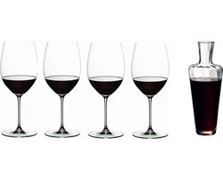 Riedel Wijnglazenset - Rode Wijnglazen - Veritas - Cabernet / Merlot + Wine Friendly Decanter