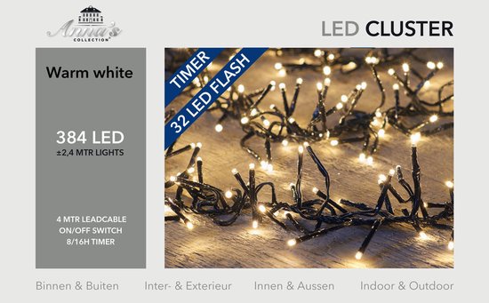 Anna's Collection Clusterverlichting - timer-knipper - 384 warm witte leds