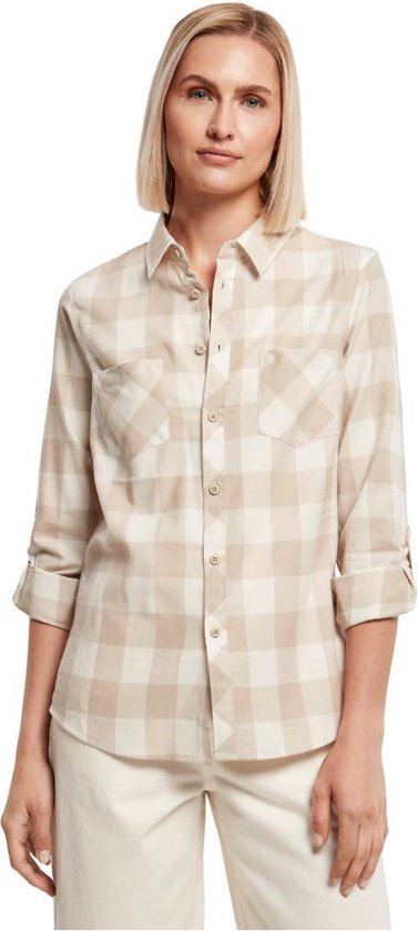 Urban Classics - Turnup Checked Flanell Blouse - 4XL - Creme