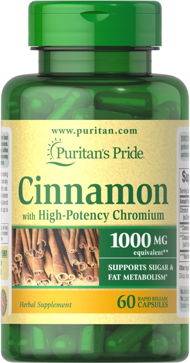Puritan's Pride Cinnamon Complex met High Potency Chromium 1000 mg 60 Capsules 15061