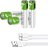 Piles Rechargeables AAA 1,5 Volt 733 mWh avec Câble de Charge USB Type-C - Choix Durable - Pile Lithium AAA - 4 pièces