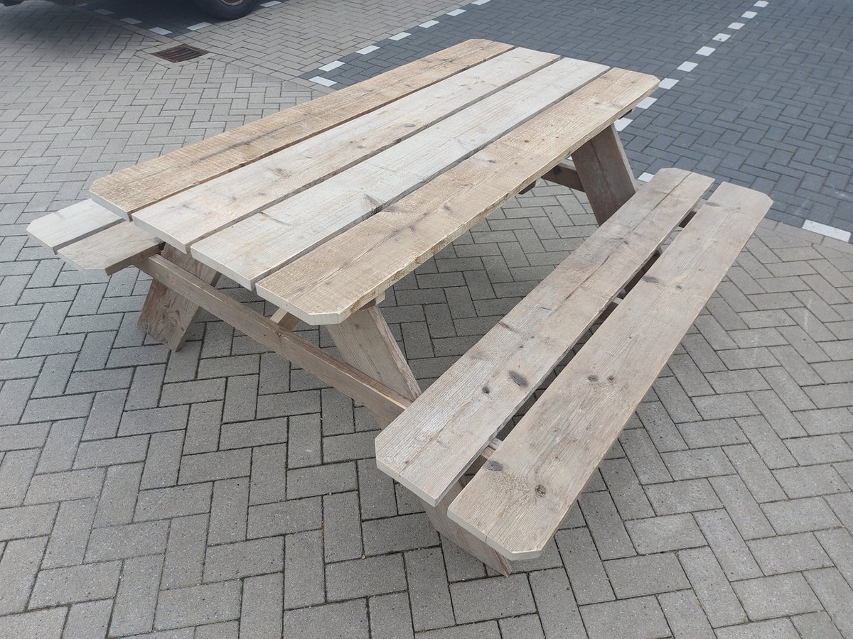 Picknick tafel van Gebruikt steigerhout 180x200x78cm