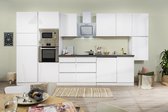 Goedkope keuken 395  cm - complete keuken met apparatuur Lorena  - Wit/Wit mat - soft close - inductie kookplaat - vaatwasser - afzuigkap - oven - magnetron  - spoelbak
