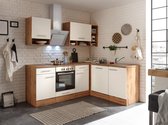Hoekkeuken 220  cm - complete keuken met apparatuur Hilde  - Wild eiken/Wit   - keramische kookplaat - vaatwasser - afzuigkap - oven    - spoelbak