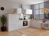 Hoekkeuken 310  cm - complete keuken met apparatuur Malia  - Wit/Wit - soft close - keramische kookplaat - vaatwasser - afzuigkap - oven    - spoelbak