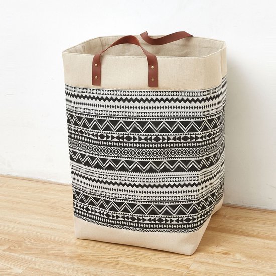 Foto: Wiwi home life laundry wasmand laundry basket met handvaten wassorteerder 62l bohemian style milieuvriendelijk jute mand opvouwbaar opbergmand storage waszak laundry bag