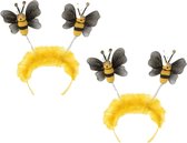 2x stuks bijen diadeem/haarband voor volwassenen - Verkleed accessoires bijenpak/kostuum/jurk