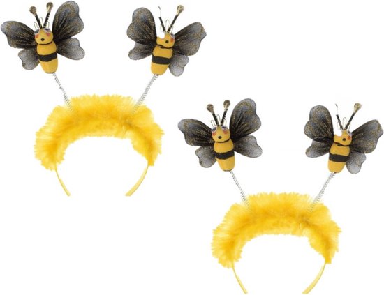 2x pièces de diadème/bandeau d'abeille pour adultes - Accessoires d'habillage