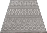 SEHRAZAT Vloerkleed- Oosters tapijt Luxury Reliëfstructuur, woonkamer, geodriehoek patroon, grijs 160x230 cm
