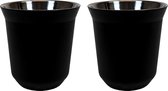 Krumble de 2 tasses à expresso - 80 ml - Accessoires expresso - Verres à expresso - Tasses à café - Services de table - Acier - Zwart - 6 x 6 x 6,5 cm (lxlxh)