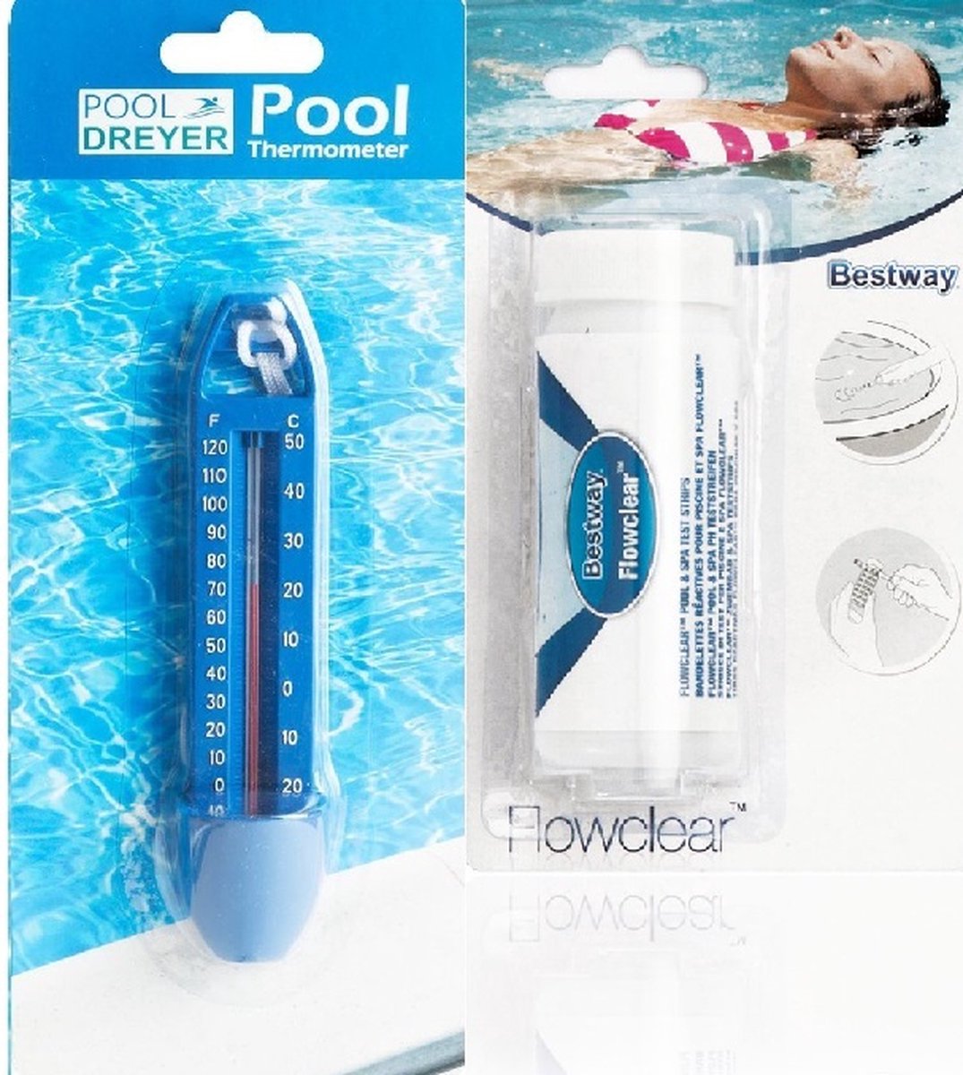 Zwembad set - POOLDREYER - Zwembad Thermometer - Teststrips 50pcs voor o.a. zwembad, Jacuzzi, etc.