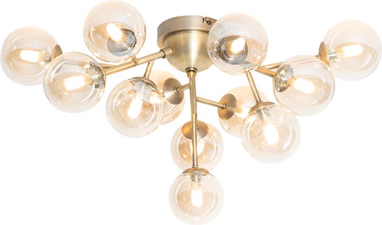 Art-Deco-Deckenlampe Gold mit grünem Glas 9 Lichter - Athen