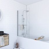 Paroi de bain Aurlane 150x85cm pivotante avec profilé aluminium chromé et porte serviette - TSHAPE