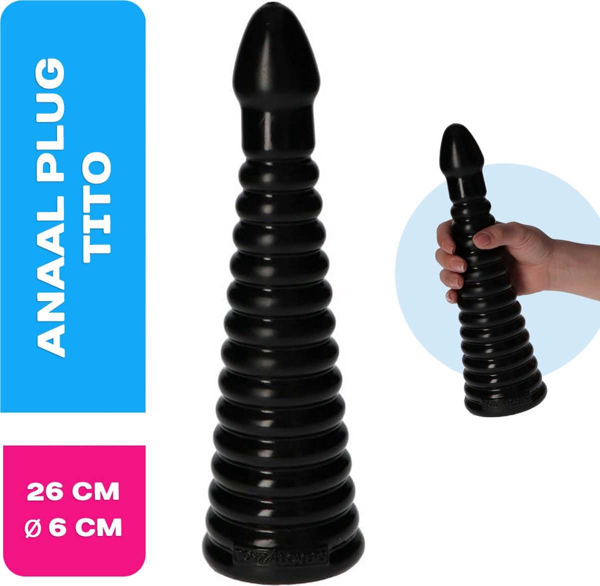 Lusty Anaal Plug Tito - Zwart - Realistisch 26X6 CM