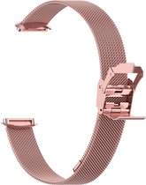 By Qubix - Geschikt voor fitbit luxe bandje - Milanese bandje met klemsluiting - Rosé goud Smartwatchbandje horlogeband polsband Armband Strap Band