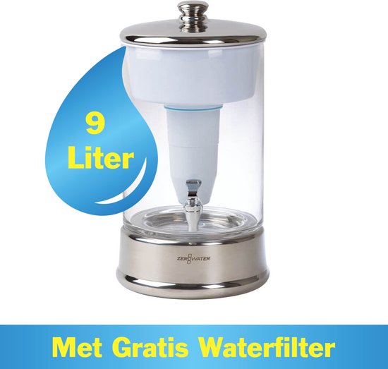 ZeroWater 9 liter waterfilter met kraantje, inclusief filter & TDS meter