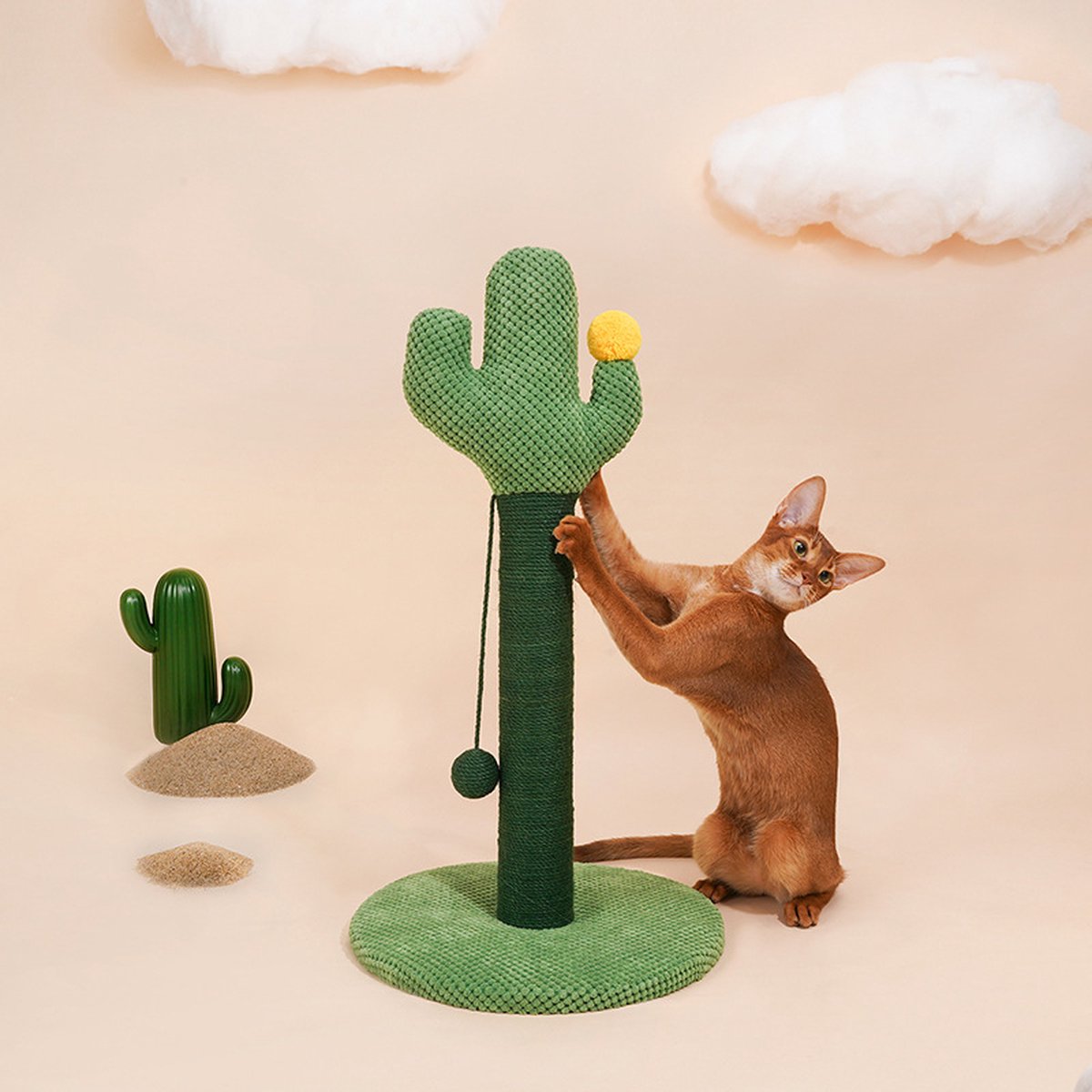 Mia Krabpaal - Kattenspeelgoed - 35* 35* 65cm - Mini - Cactus - Groen