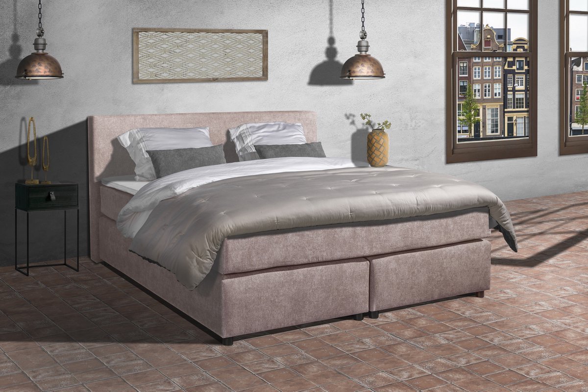 Anno 1588 - Boxspring Amsterdam - Pocketvering - Oud Roze - 160x200 cm - Inclusief Dekbed en Kussens