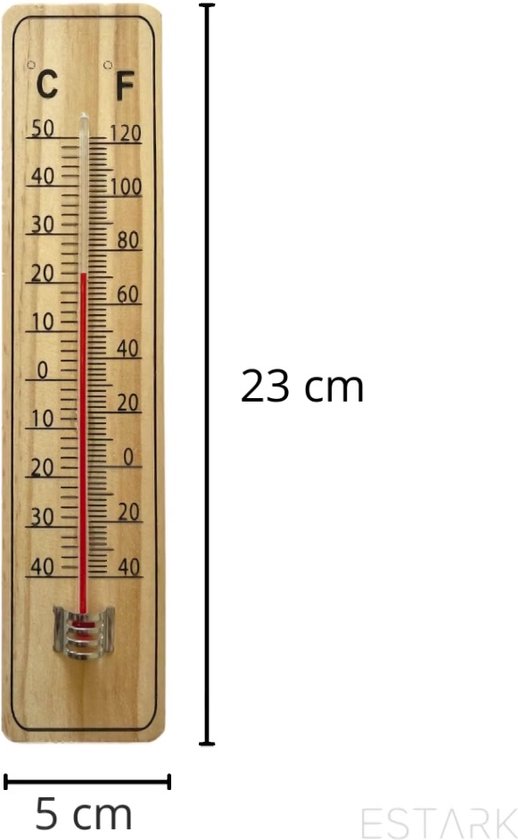 ESTARK® Buitenthermometer Luxe Hout - 23 x 5 CM - Binnenthermometer -  Metalen Binnen... | bol.com