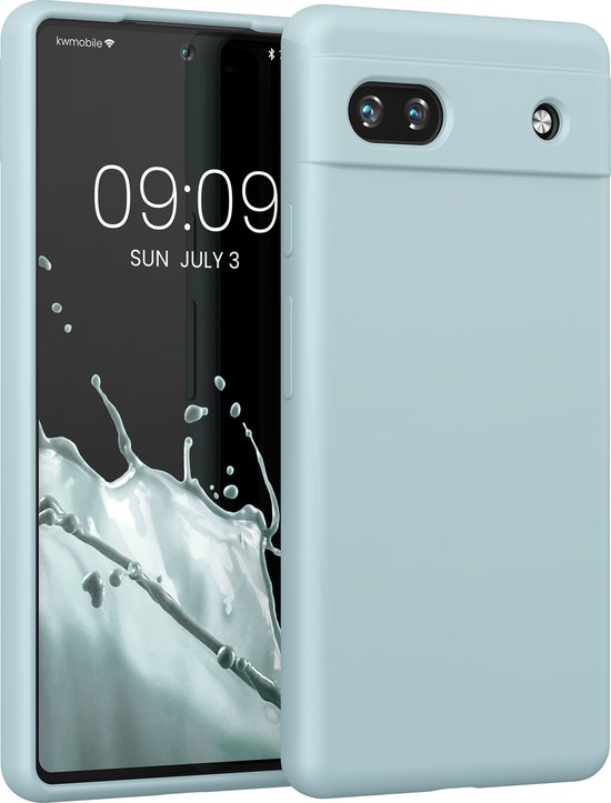 coque kwmobile pour Google Pixel 6a - Coque avec revêtement en silicone - Coque pour smartphone en Frosty Mint