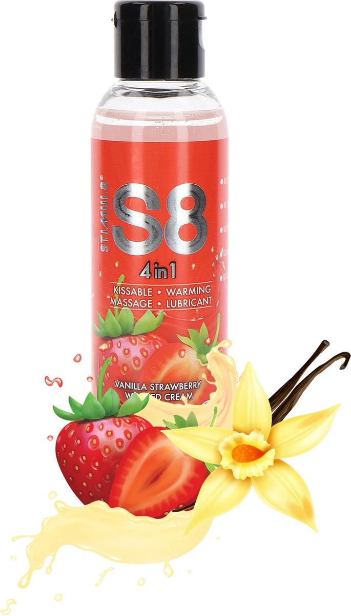 Goedkoopste STIMUL8 - S8 4 IN 1 LUBRICANT STRAWBERRY-VANILLA 125 ML