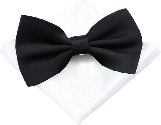 Sorprese - noeud papillon & pochette - 100% soie - noir/blanc - smoking - noeud papillon - pochette - noeud - soie
