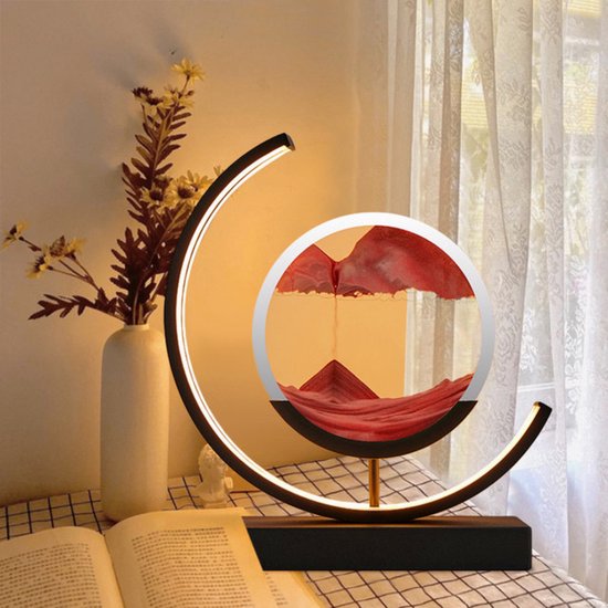 Afbeelding van het spel Pico NL® Bewegende Zandkunst Rood met Licht - Zandloper Lamp - 3D Led Lamp - 180° draaibaar