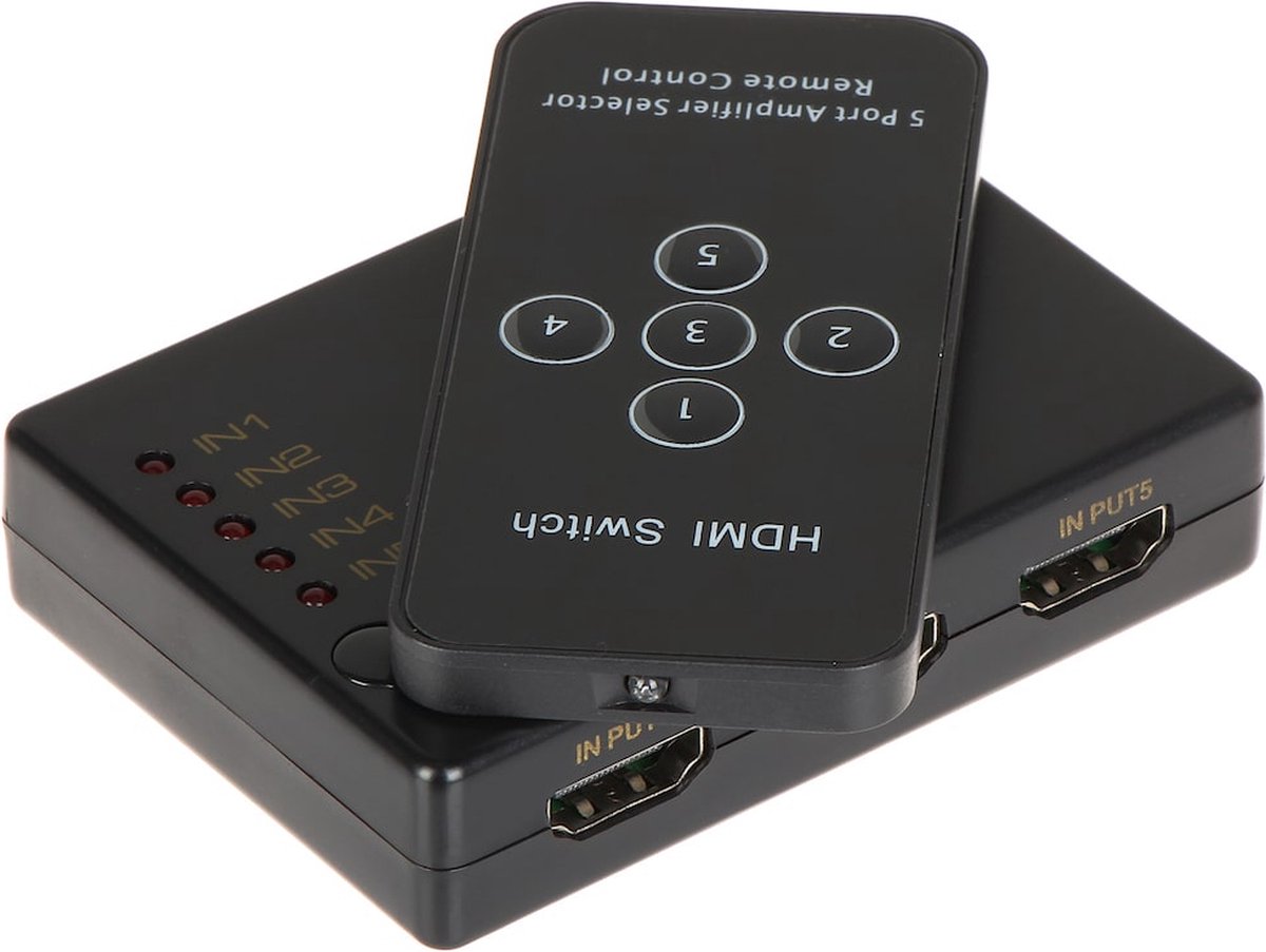 WL4 HDMI-SW5-4K HDMI switch 5 ingangen en 1 uitgang HDMI 2.0b maximaal 4K UltraHD met afstandsbediening