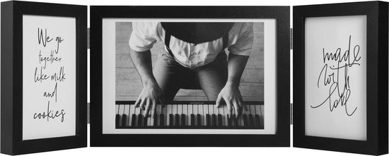 Fotolijst - Henzo - Piano Triple Swing Landscape - Collagelijst voor 3 foto's - Fotomaat 10x15,15x20 cm - Zwart