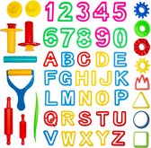 KIDDY DOUGH - 42 kleurrijke uitstekers, mallen en rollen - Letters & Nummers - Gereedschapset voor kinderen - Feestpakket - Voordeelpakket