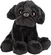 Pluche knuffel dieren zwarte Mopshond hond 13 cm - Speelgoed knuffelbeesten - Honden soorten