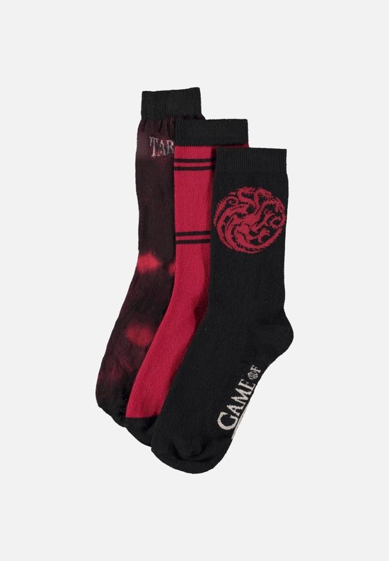 Chaussettes Game Of Thrones -43/46- House Targaryen - House Of The Dragon Set de 3 paires Zwart/Rouge