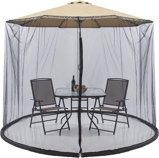 Muskietennet 2.7 m parasol Vliegengordijn parasol met verzwaarde rand – parasol klamboe – parasol - horrengaas – muggengaas – muggennet – muskietennet