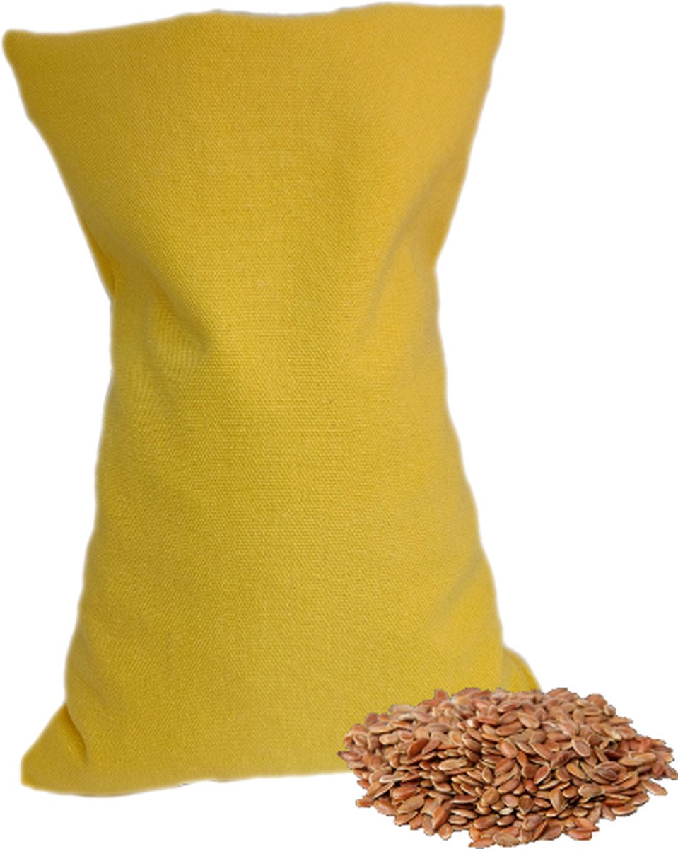 Goedkoopste Ecologisch Lijnzaadkussen 30 x 20 cm (geel), voor soepele spieren en ontspanning - Geel - wasbaar hoesje