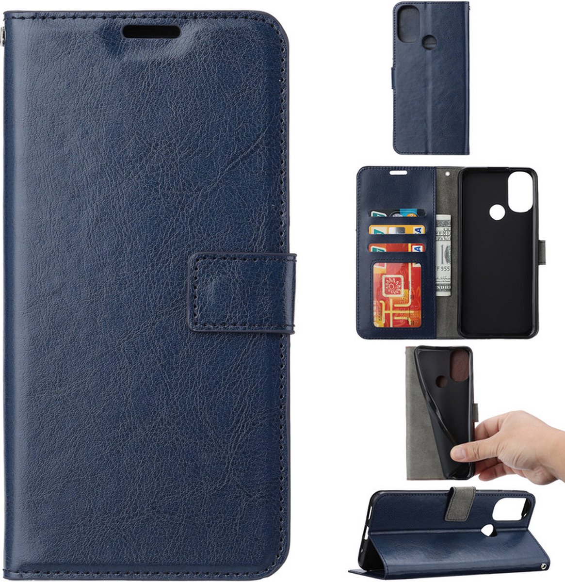 Bookcase Geschikt voor: Motorola Moto G200 5G - Donkerblauw - portemonnee hoesje