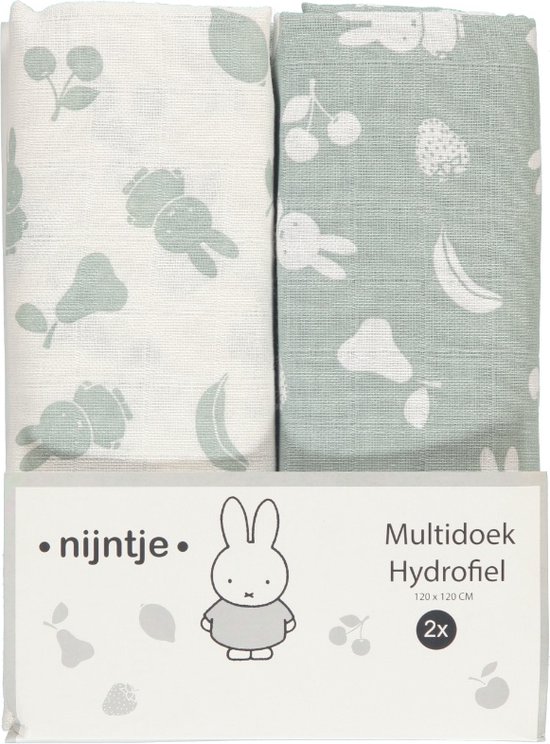 Nijntje - Hydrofiel Multidoek / Swaddle Fruit - Groen