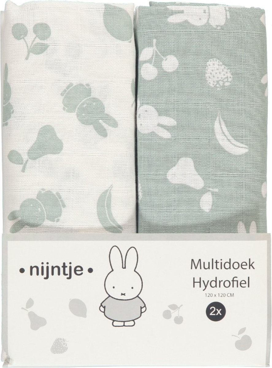 Goedkoopste Nijntje - Hydrofiel Multidoek / Swaddle Fruit - Groen