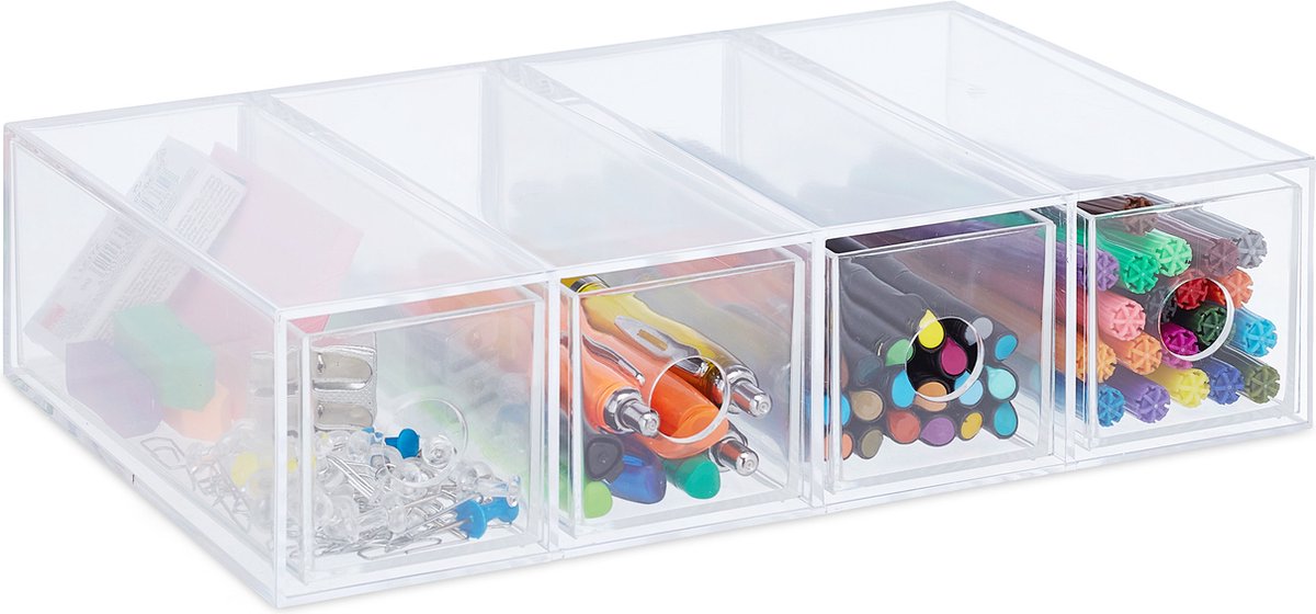 make up organizer - klein - met 4 lades - doorzichtig - bureau organizer