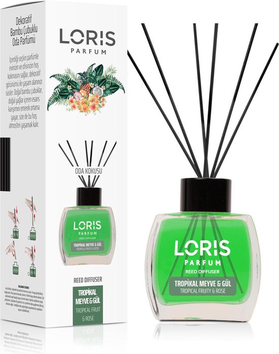 LORIS - Parfum - Geurstokjes - Huisgeur - Huisparfum - Tropical Fruit & Rose - 120ml