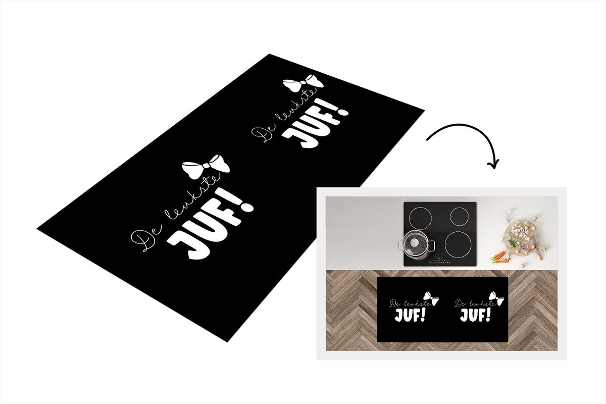 KitchenYeah Keukenloper - Loper keuken - Quotes - Spreuken - De leukste juf! - Juf - 120x60 cm - Keukenloper vinyl Multicolor
