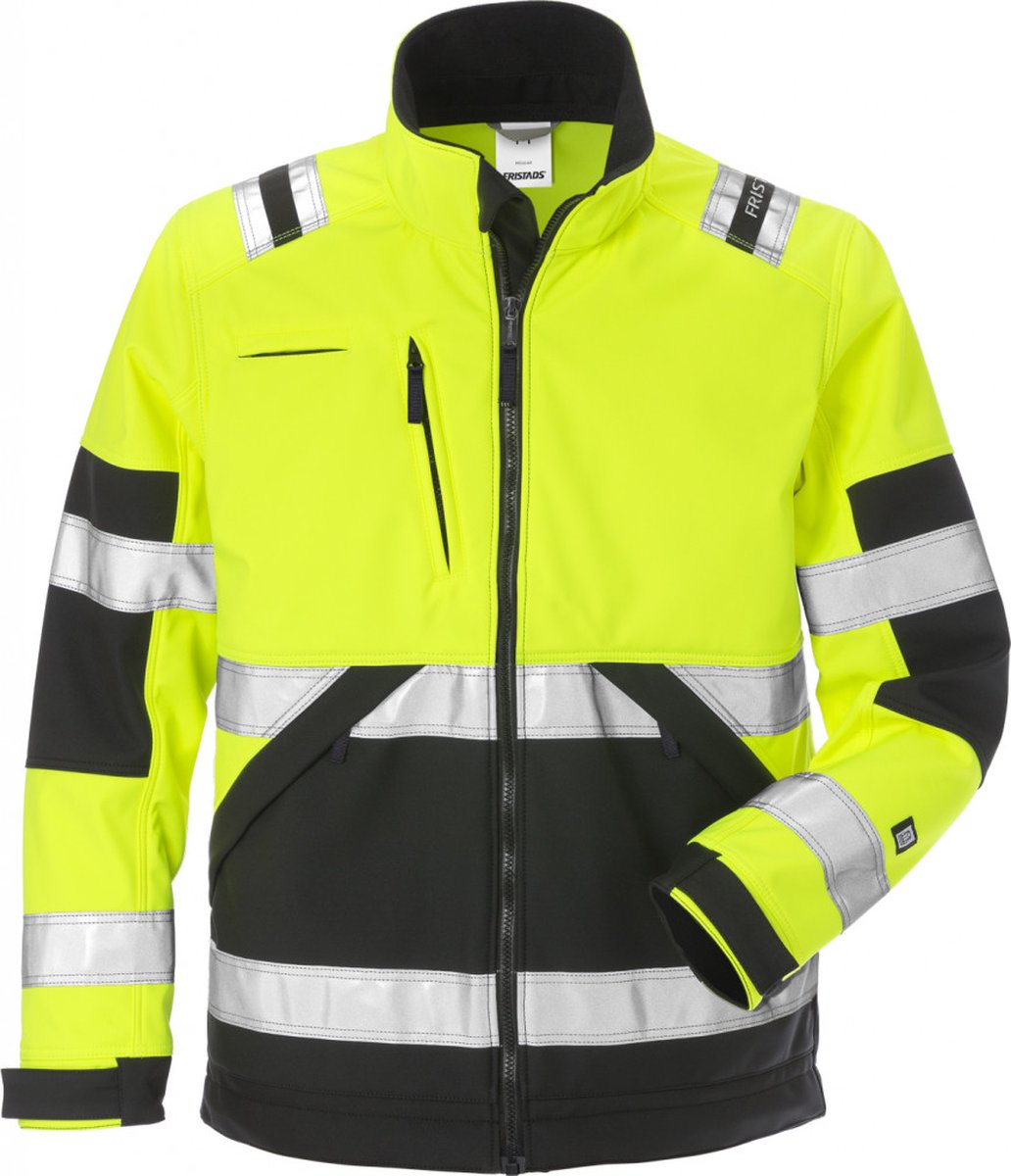 Fristads Hi Vis Softshelljack Klasse 2 4083 Wyh - Hi-Vis geel/zwart - 2XL