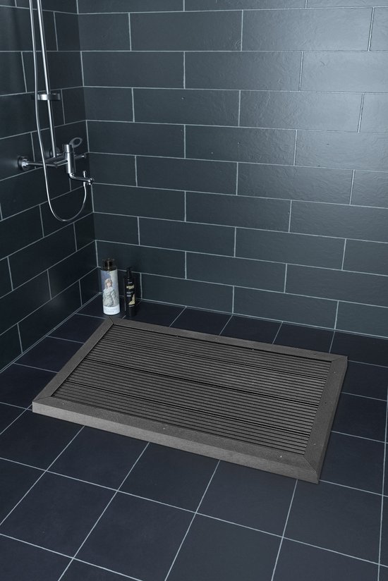 CASARIA® WPC Vloerelement Zonnedouche Anti slip 101x63x5,5 cm tot 300 kg UV-bestendig Antraciet Vloerplaat Zwembad Ladder
