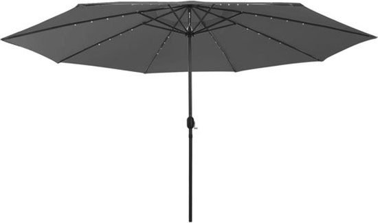 vidaXL Parasol avec éclairage LED Poteau en métal 400 cm Couleur anthracite